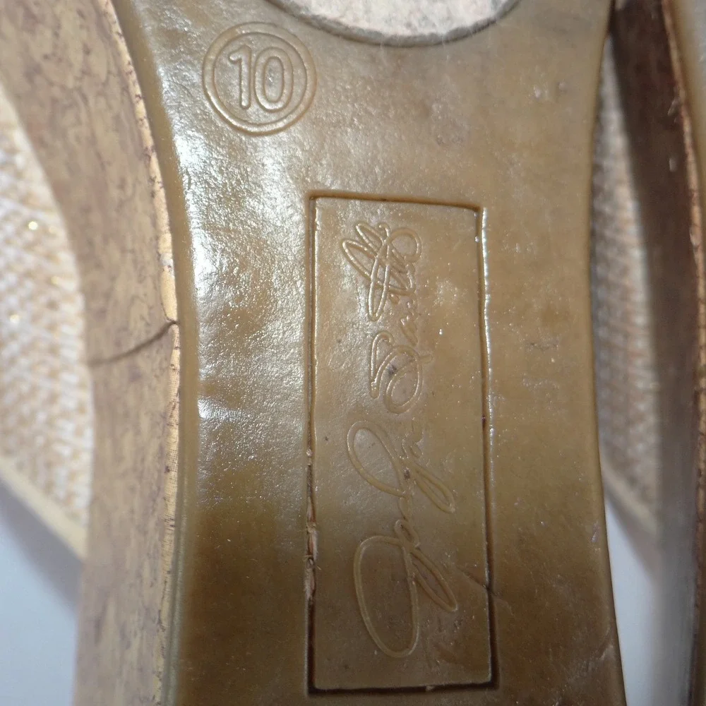 Jaclyn‎ Smith Adina Natural Wedge Sandals Floral Cork Platform Beige Womens 10M